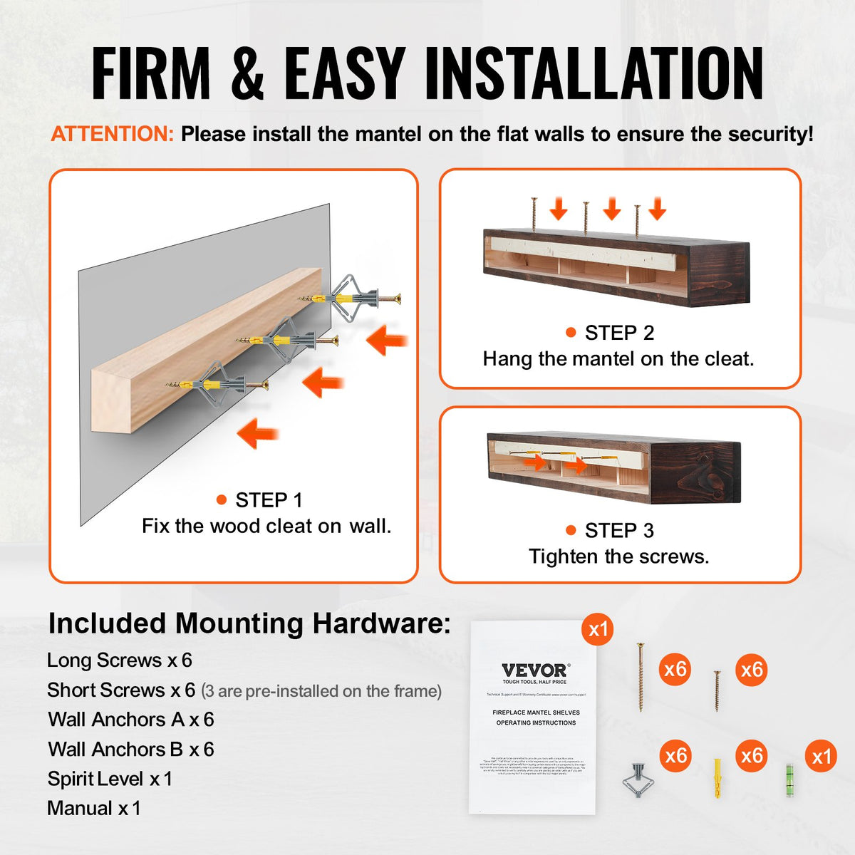 Floating mantel shelf