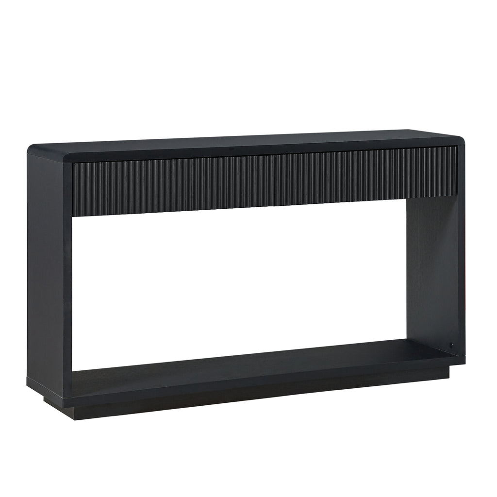 Fluted Black Console Cabinet with Drawers, 150cm