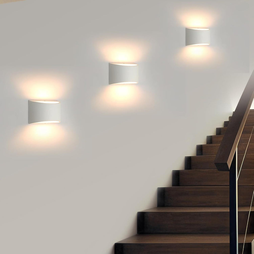 Curved up and down wall lights set of 2