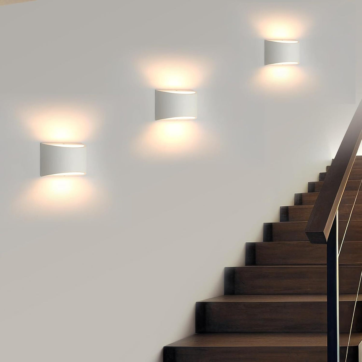 Curved up and down wall lights set of 2