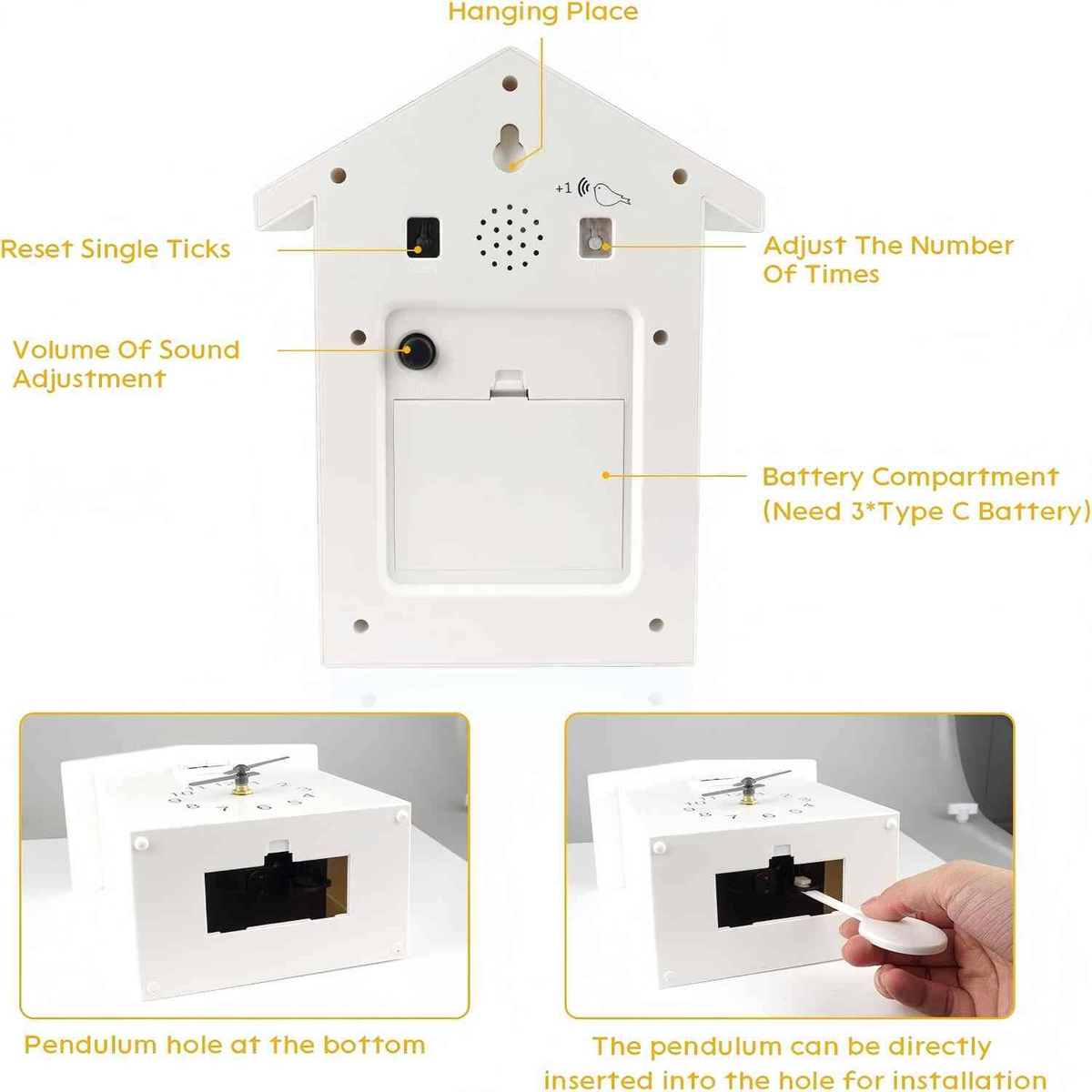 Modern white cuckoo clock