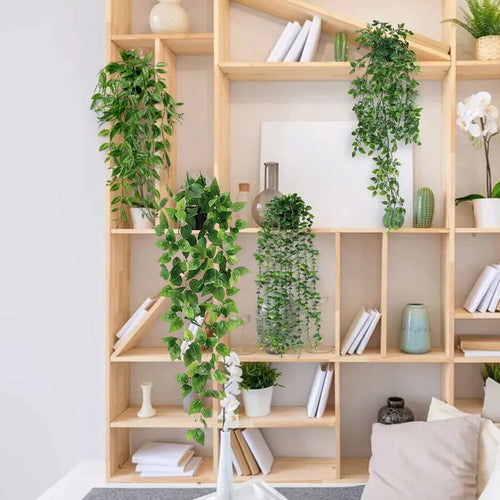 Artificial trailing plants in pots