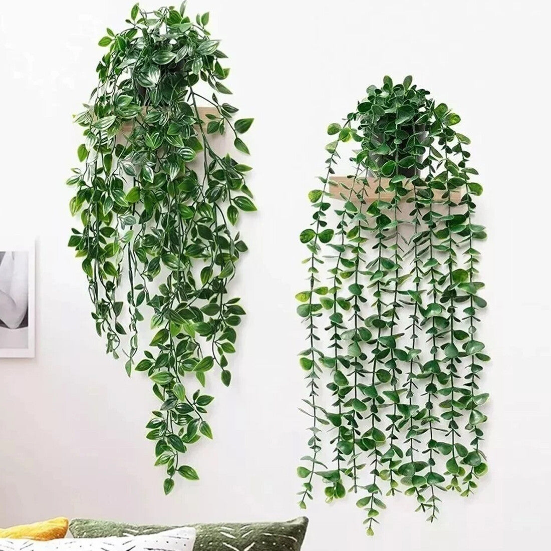 Artificial trailing plants in pots