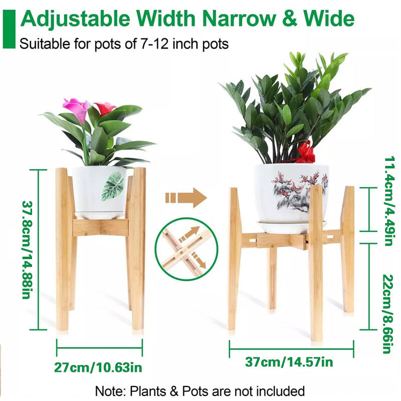 Adjustable bamboo plant stand