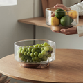 Glass footed bowl with wooden base