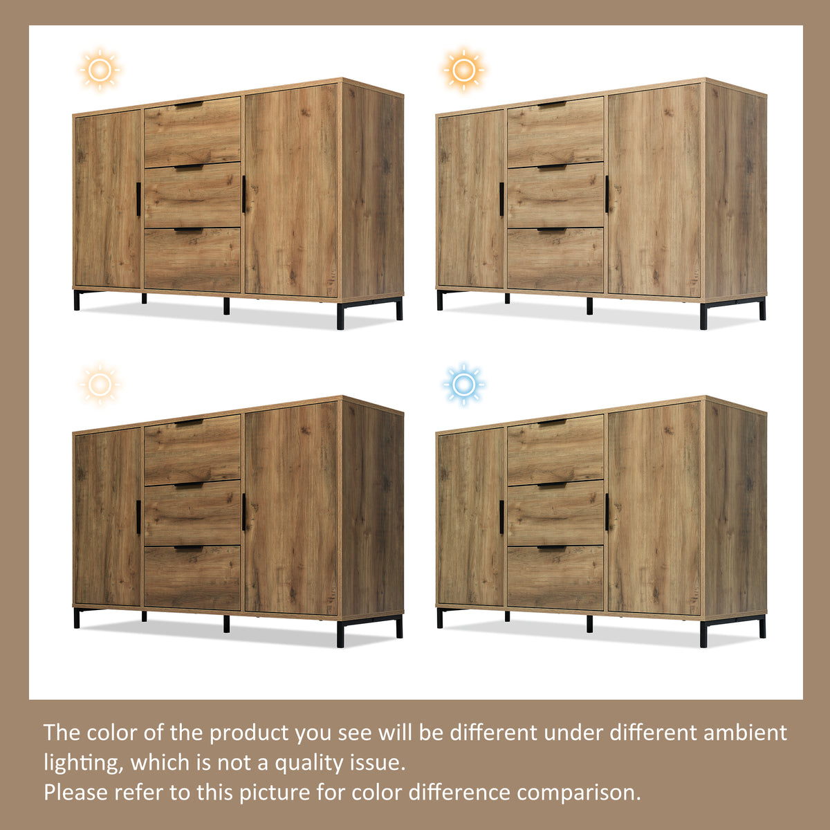 Dark Oak Sideboard with Drawers, 120cm