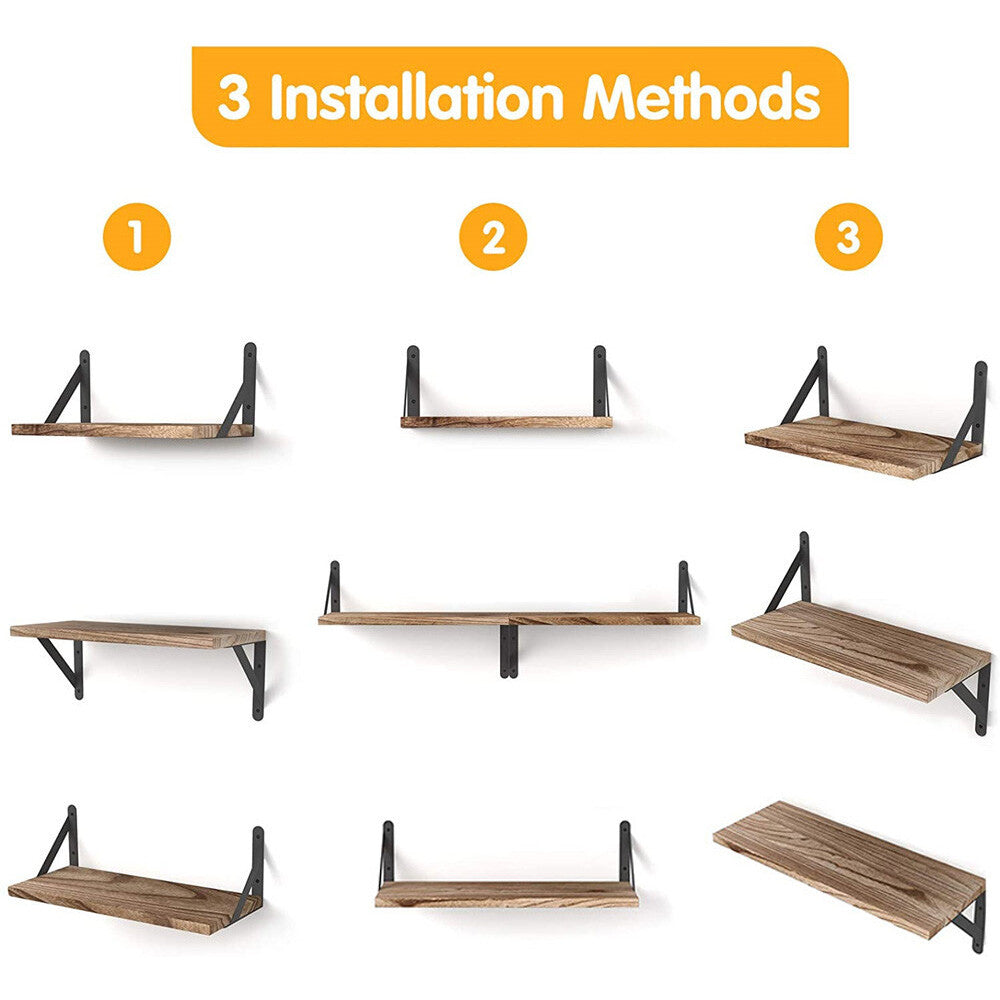 Rustic Wooden Floating Shelves – Set of 4