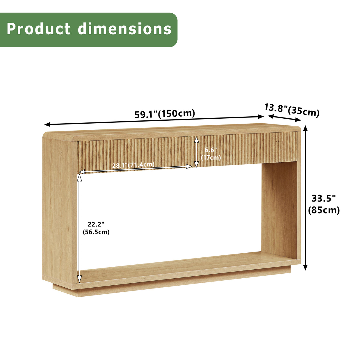 Fluted Oak Console Cabinet with Drawers, 150cm
