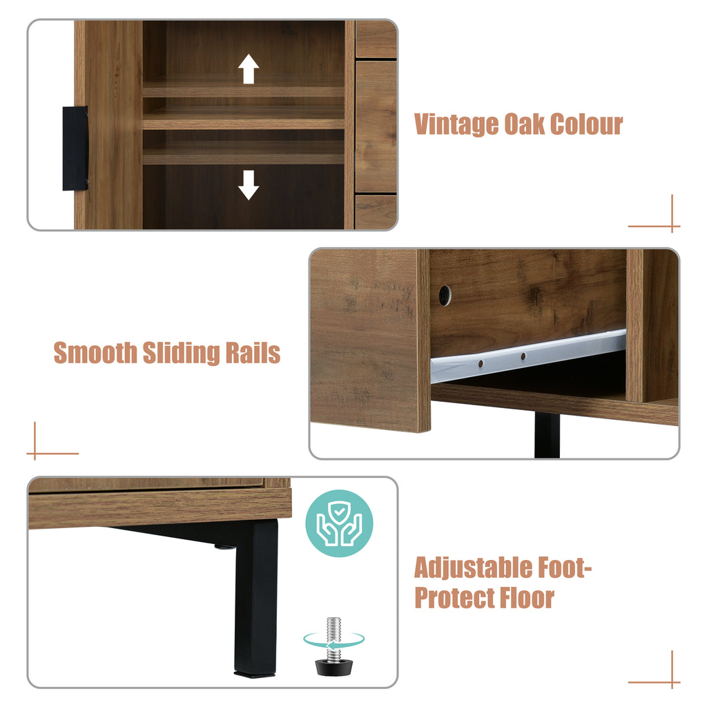 Dark Oak Sideboard with Drawers, 120cm