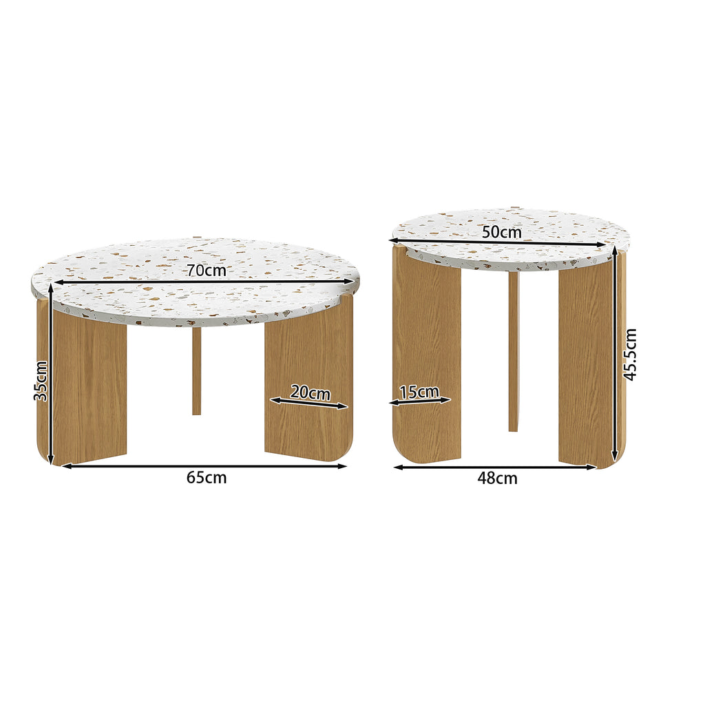 Terrazzo-Effect Nesting Coffee Tables – Set of 2
