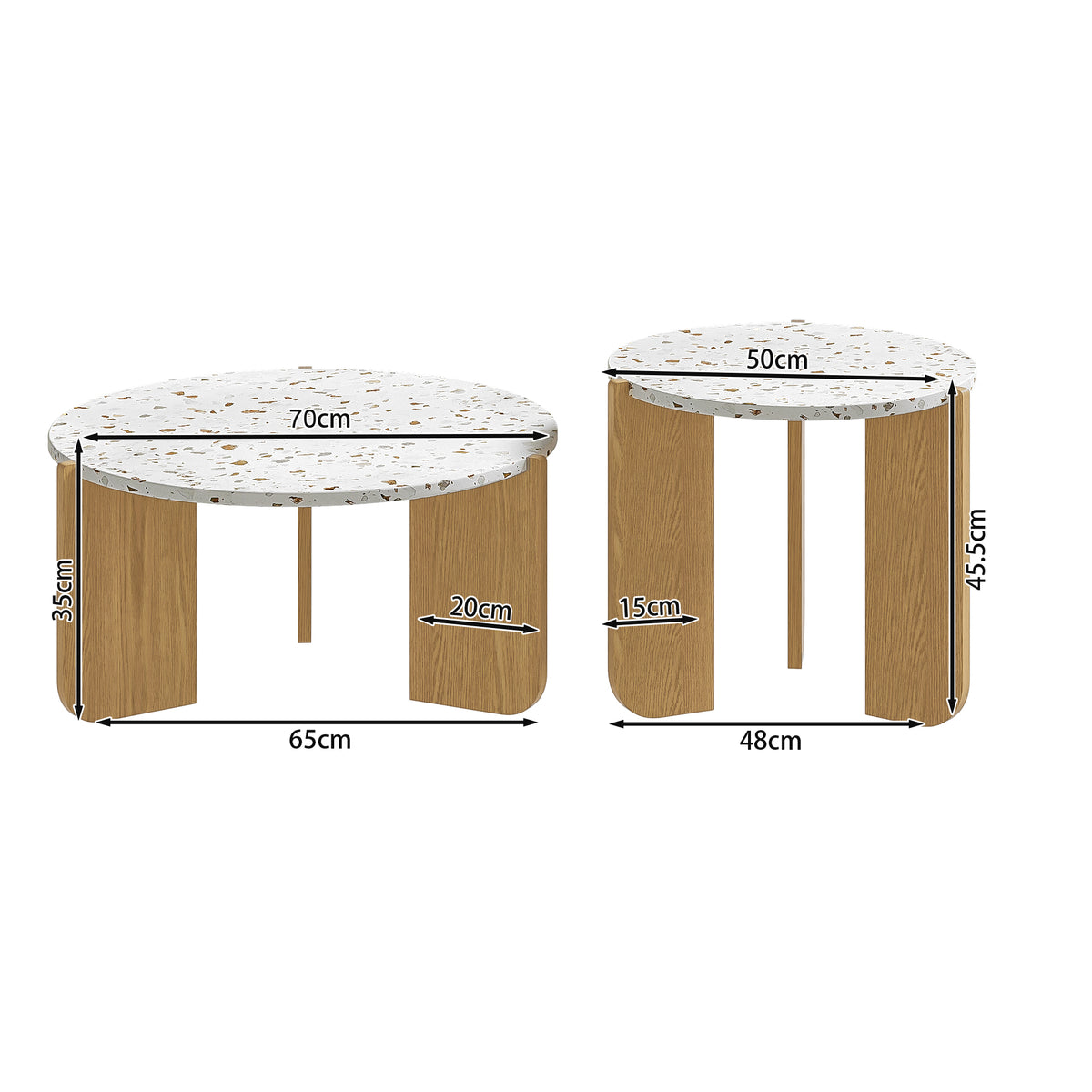 Terrazzo-Effect Nesting Coffee Tables – Set of 2