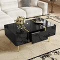 Black Gloss Coffee Table with Gold Trim
