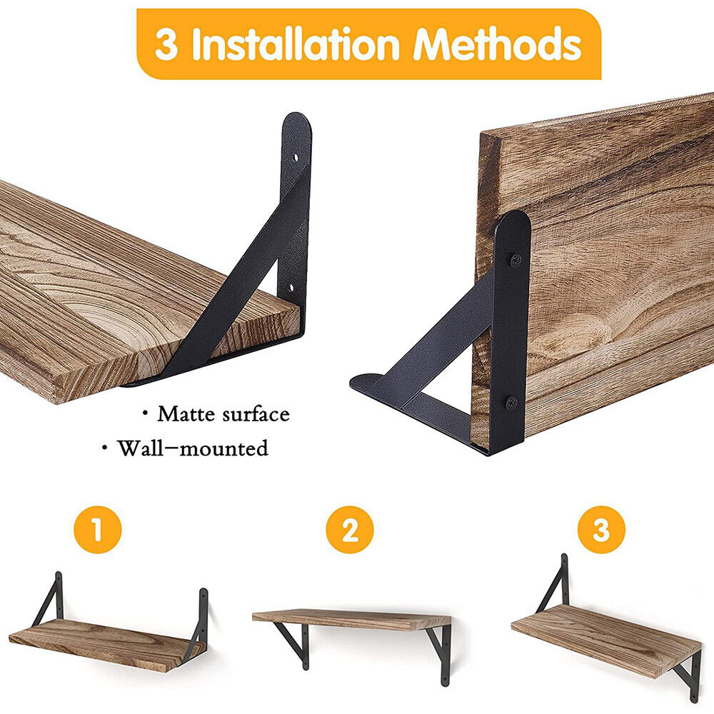 Rustic Wooden Floating Shelves – Set of 4