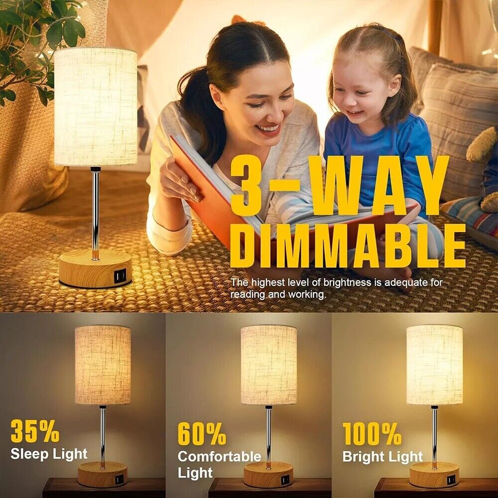 Touch bedside lamp with USB ports