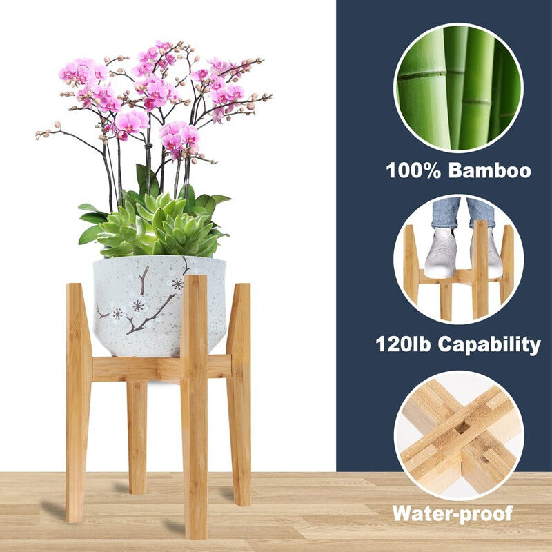 Adjustable bamboo plant stand