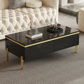 Black Gloss Coffee Table with Gold Lines