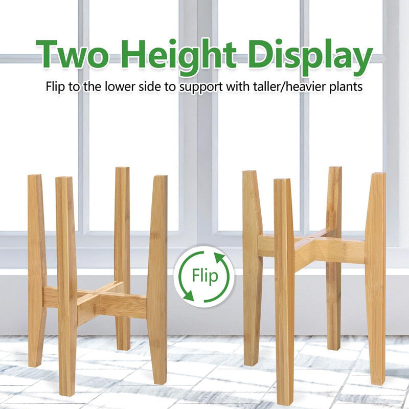 Adjustable bamboo plant stand