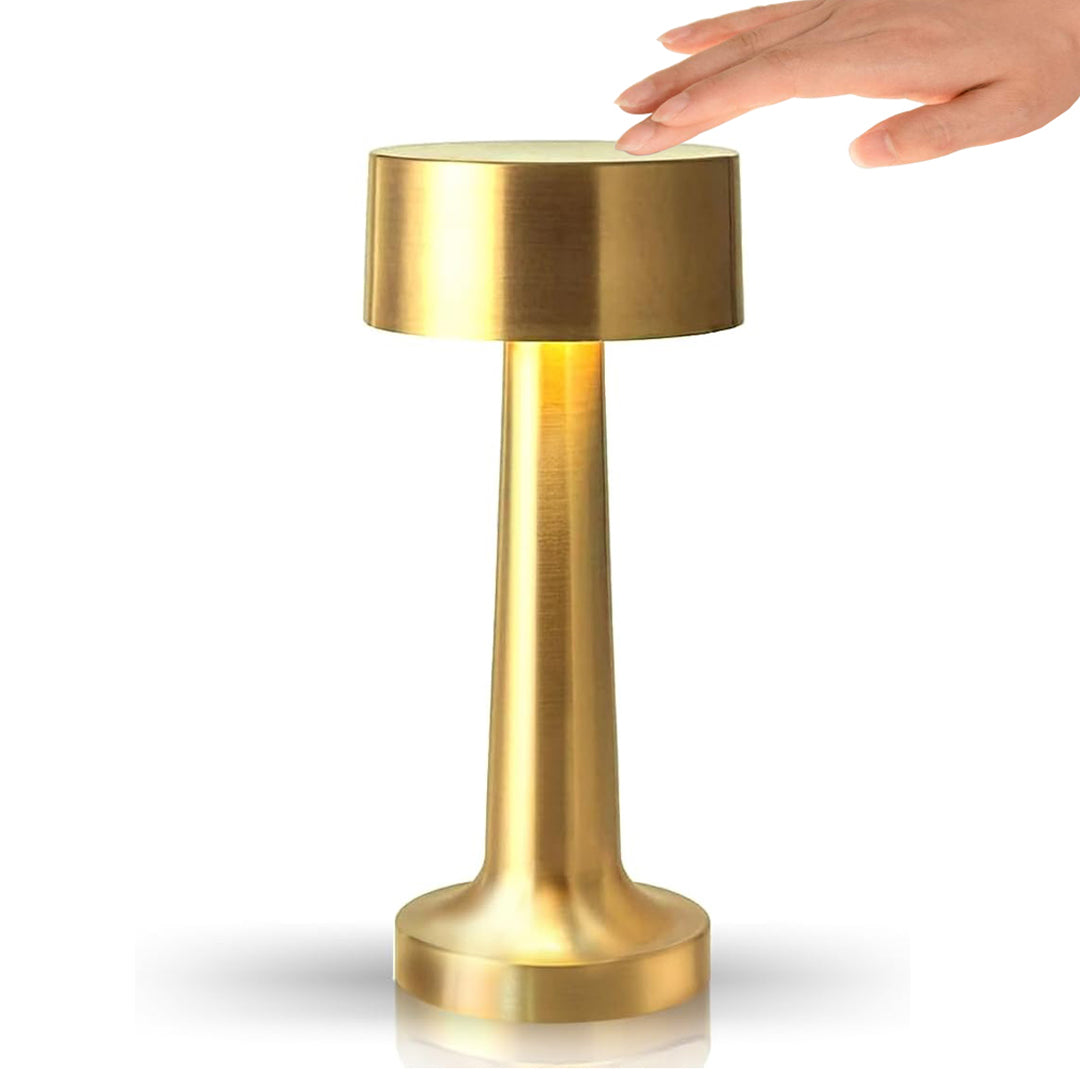 Gold cordless touch table lamp