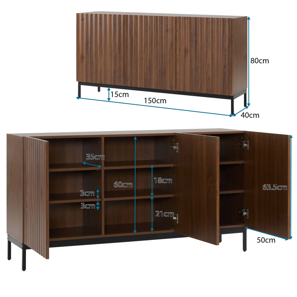Wave front dark oak sideboard