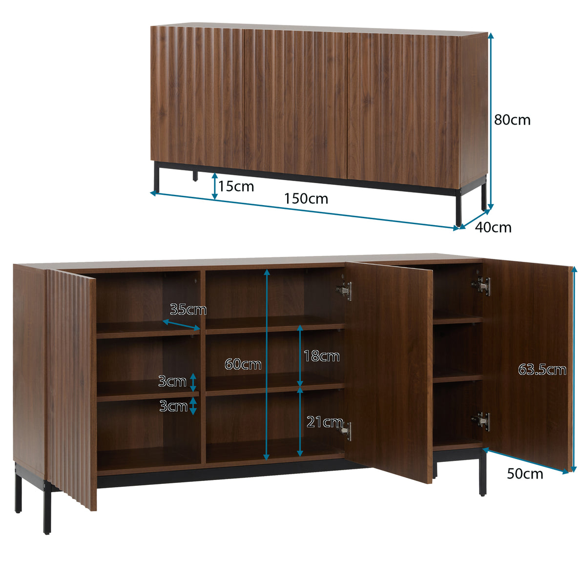 Wave front dark oak sideboard