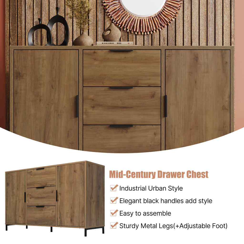 Dark Oak Sideboard with Drawers, 120cm