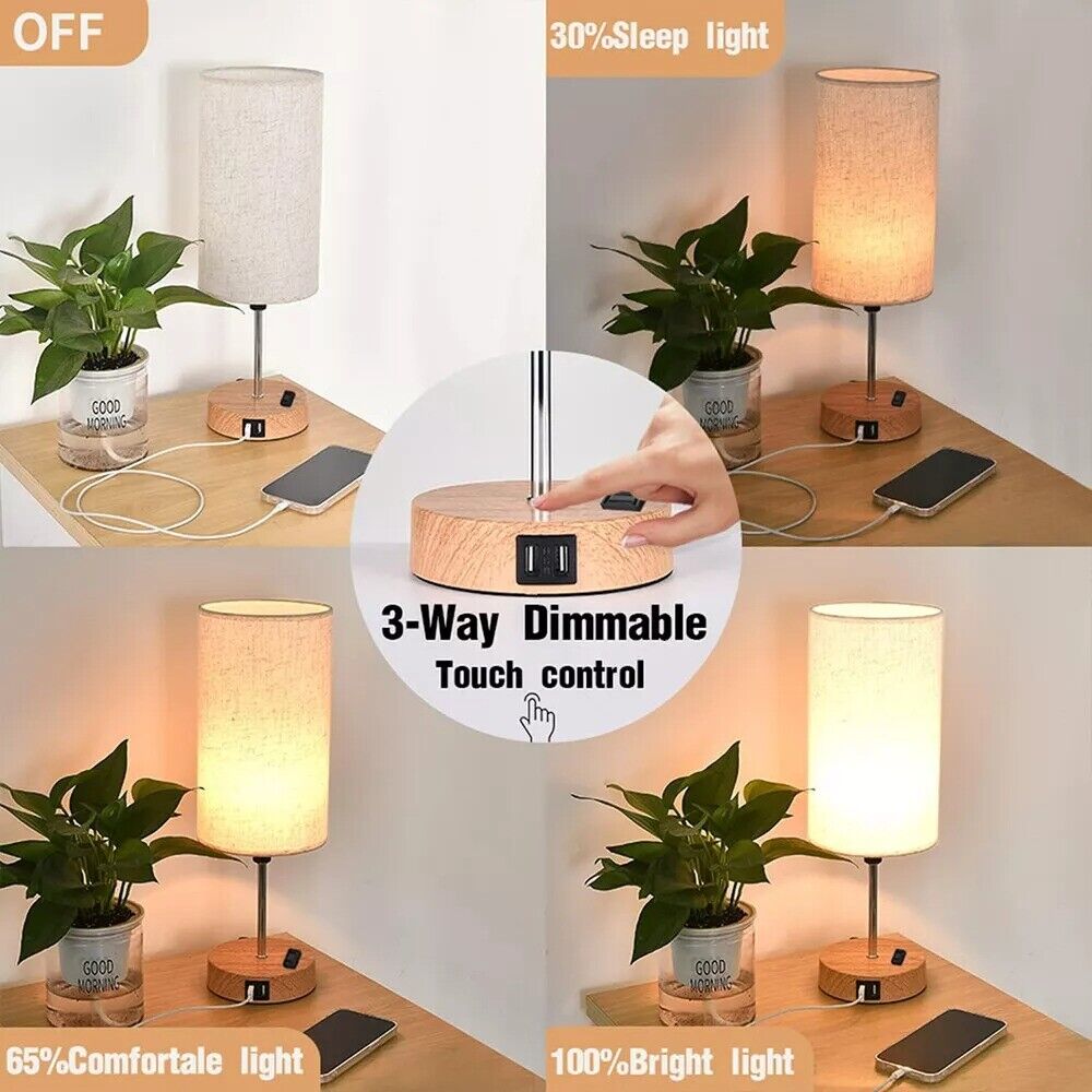 Touch bedside lamp with USB ports