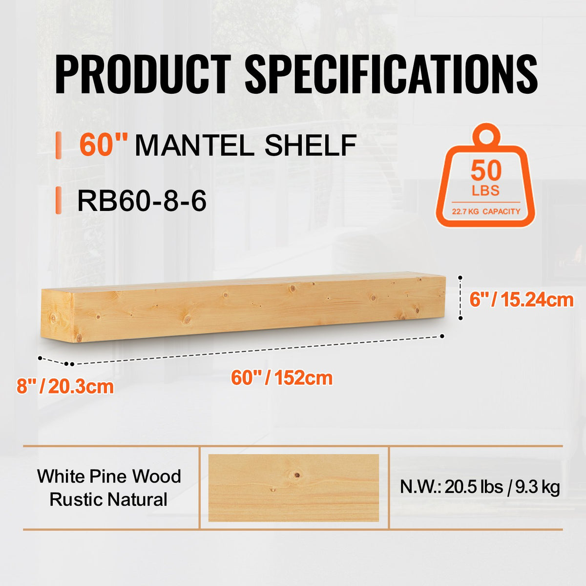 Floating mantel shelf