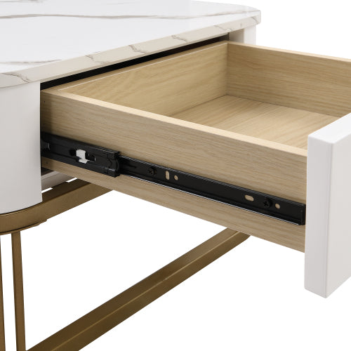 Marble & Gold Nesting Coffee Tables with Drawer