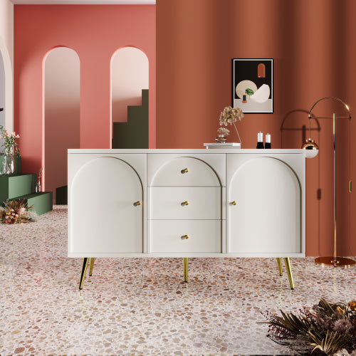 Cream Arched Sideboard with Gold Legs, 140cm