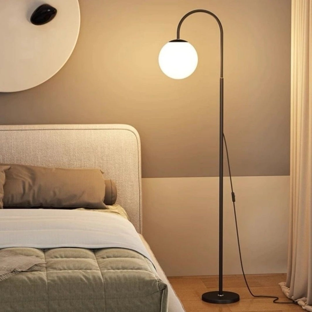Black arc globe floor lamp