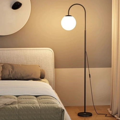 Black arc globe floor lamp