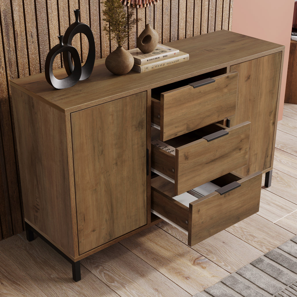 Dark Oak Sideboard with Drawers, 120cm