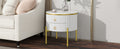Round Marble-Effect Side Table with Gold Legs