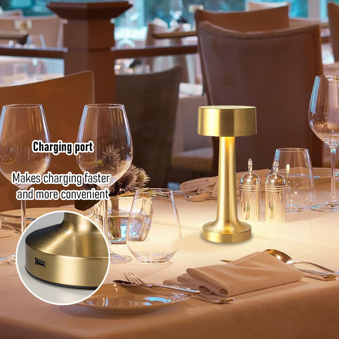 Gold cordless touch table lamp