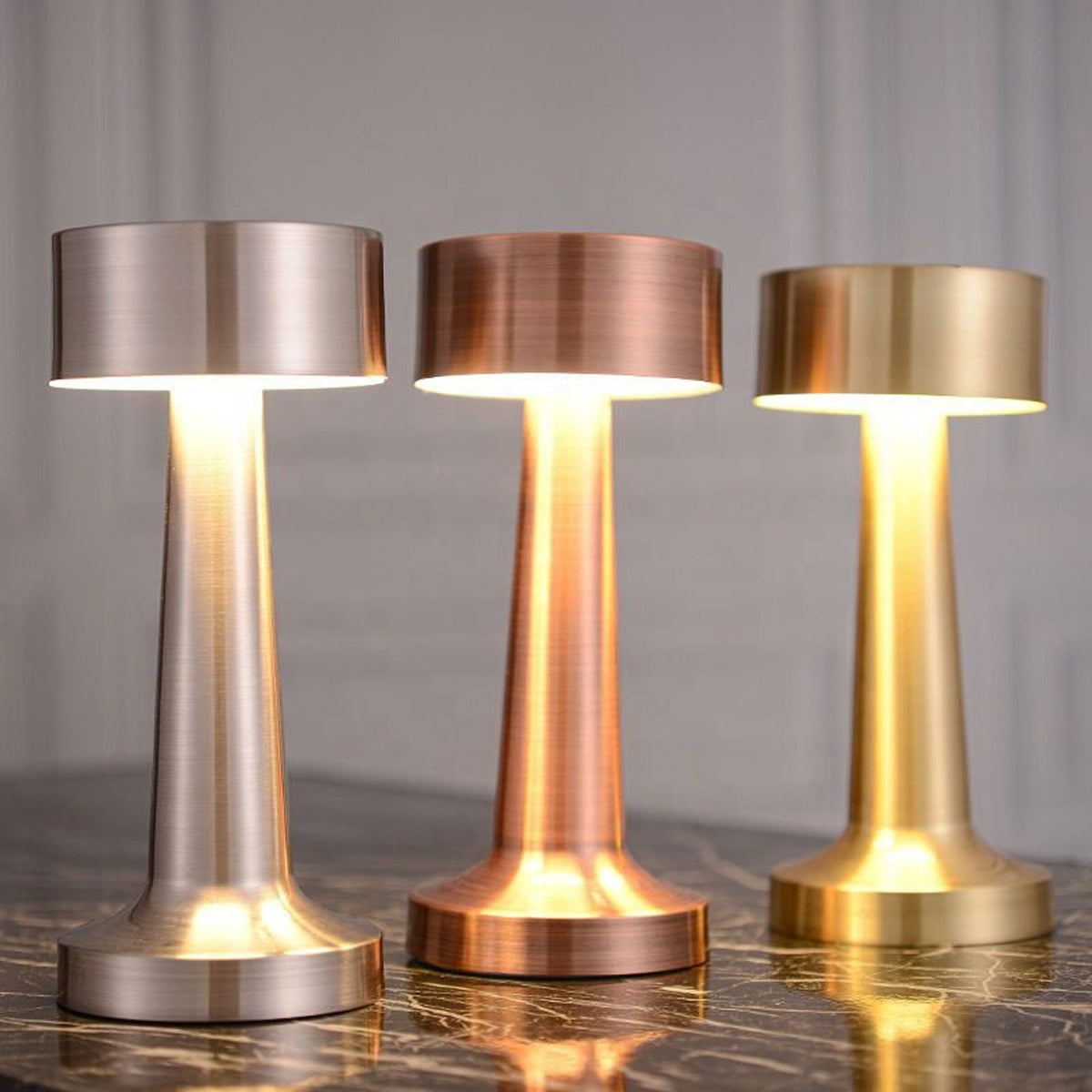 Gold cordless touch table lamp