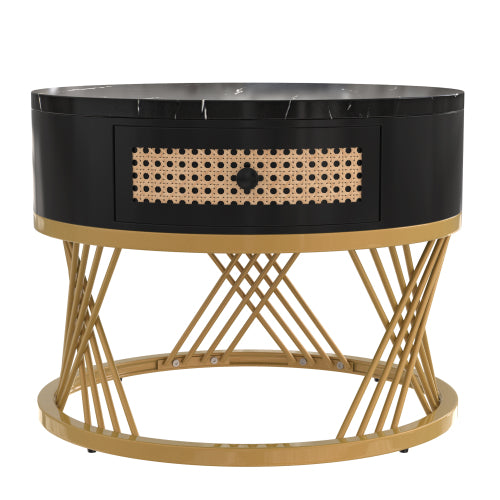 Round Nesting Coffee Tables – Marble Effect & Gold