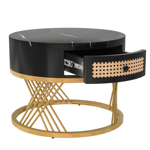 Round Nesting Coffee Tables – Marble Effect & Gold