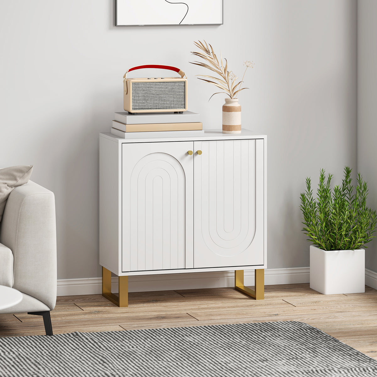 White Sideboard with Gold Legs