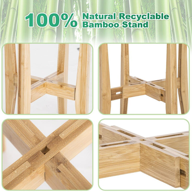 Adjustable bamboo plant stand