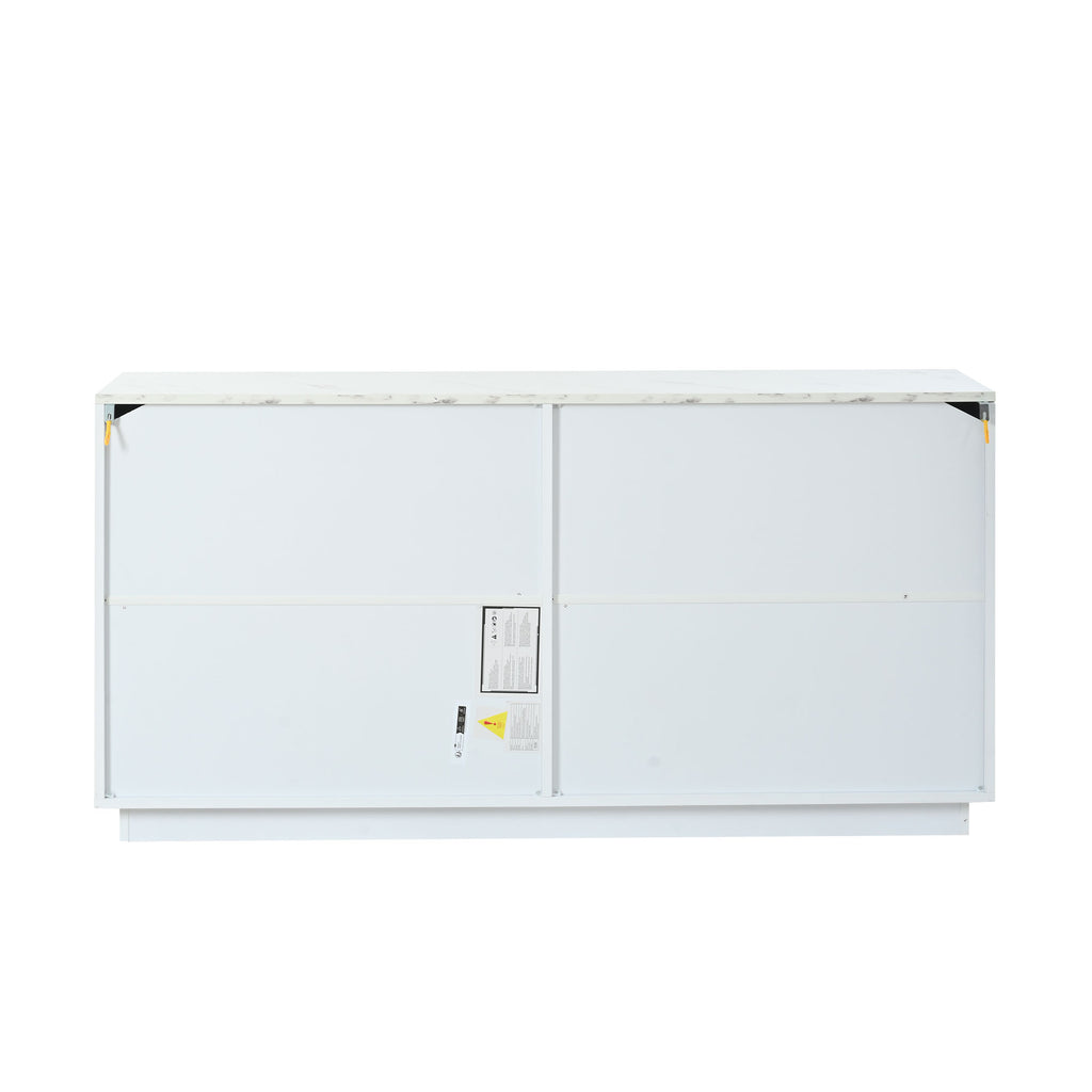 White Sideboard with Gold Stripes, 140cm