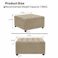 Square tufted storage ottoman camel