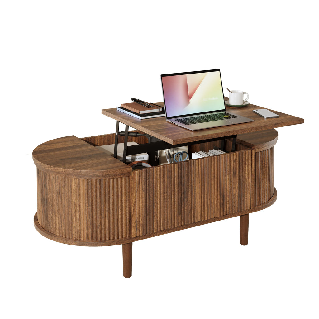 Vintage Oval Lift-Top Coffee Table – Walnut
