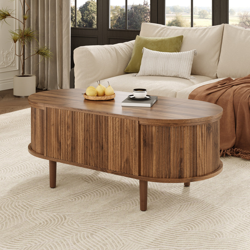 Vintage Oval Lift-Top Coffee Table – Walnut