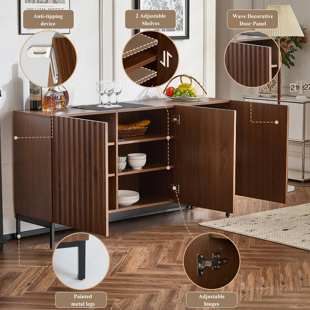Wave front dark oak sideboard