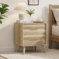 Oak Bedside Table with 2 Drawers – Mid-Century
