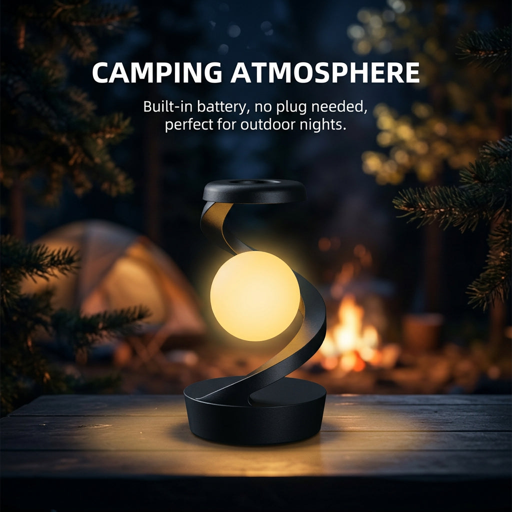 Spiral moon table lamp with wireless charger