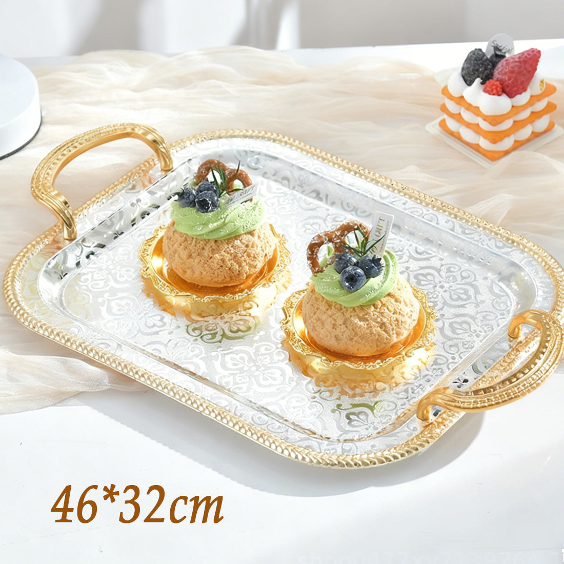 Ornate gold serving trays set of 3