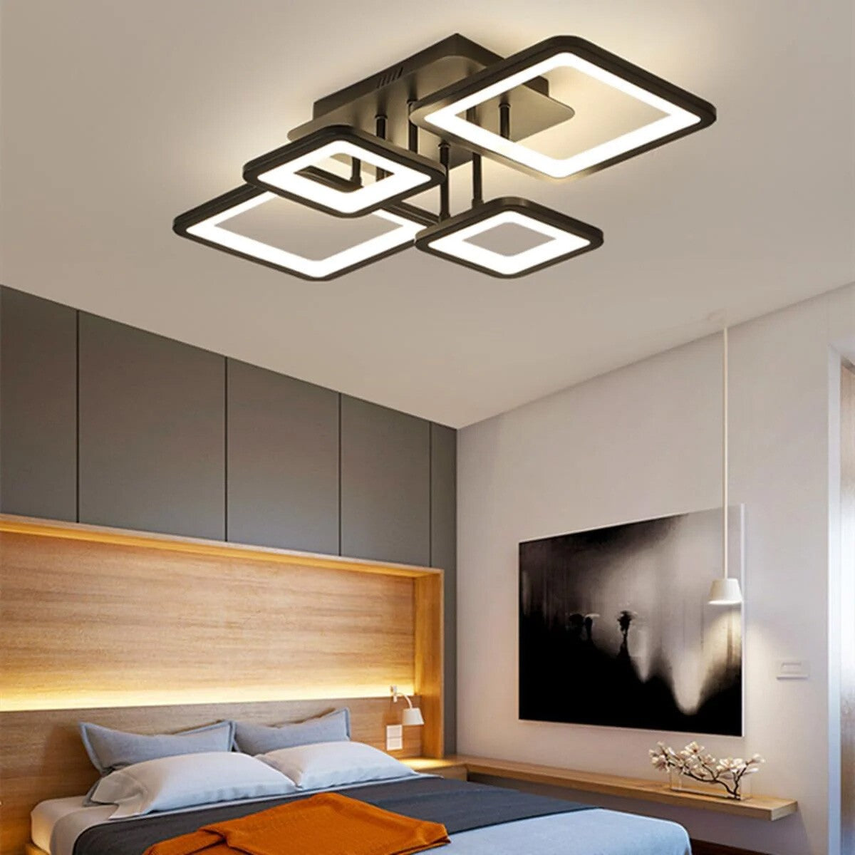 Black tiered LED ceiling light