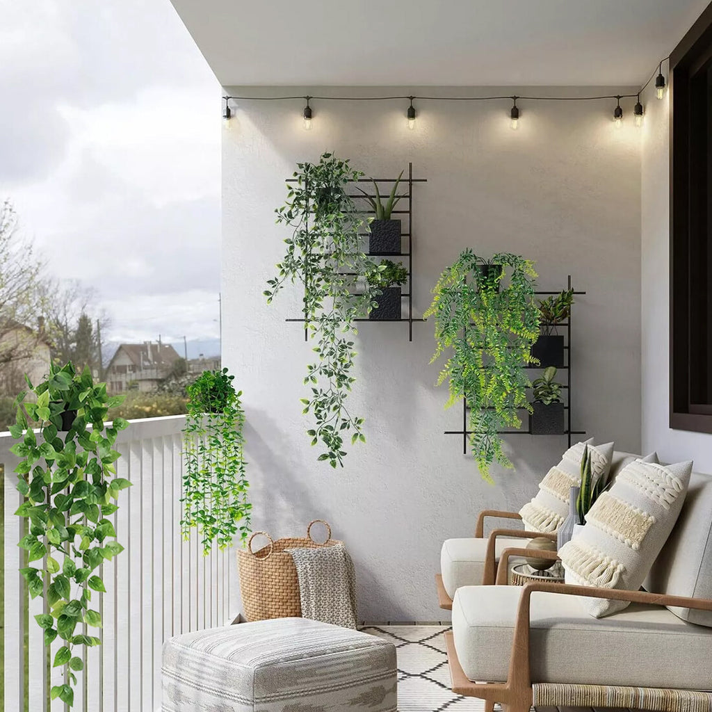 Artificial trailing plants in pots