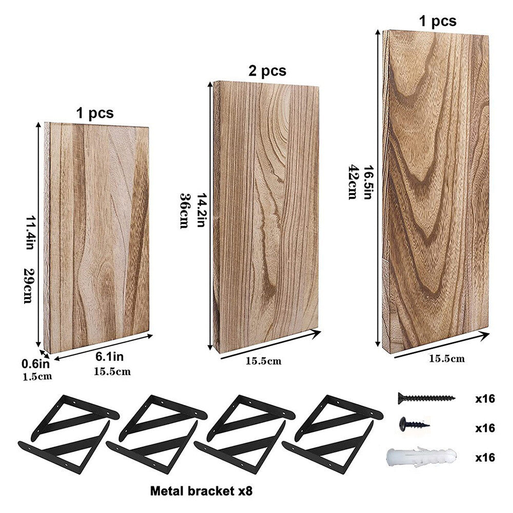 Rustic Wooden Floating Shelves – Set of 4
